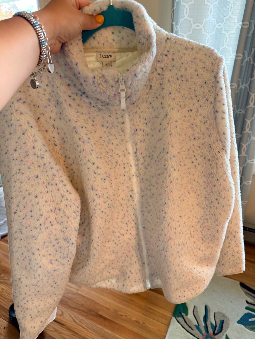 J. Crew Cream Speckled Zip-Front Fleece Jacket